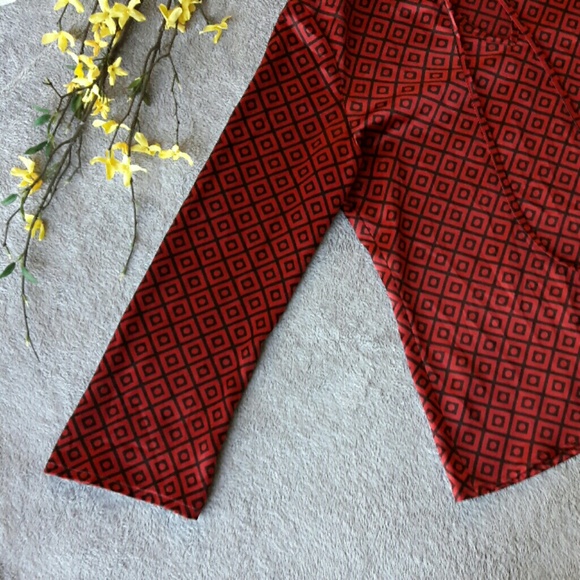 Tory Burch Red Diamond Patterned Silk Blouse Top - Picture 3 of 6